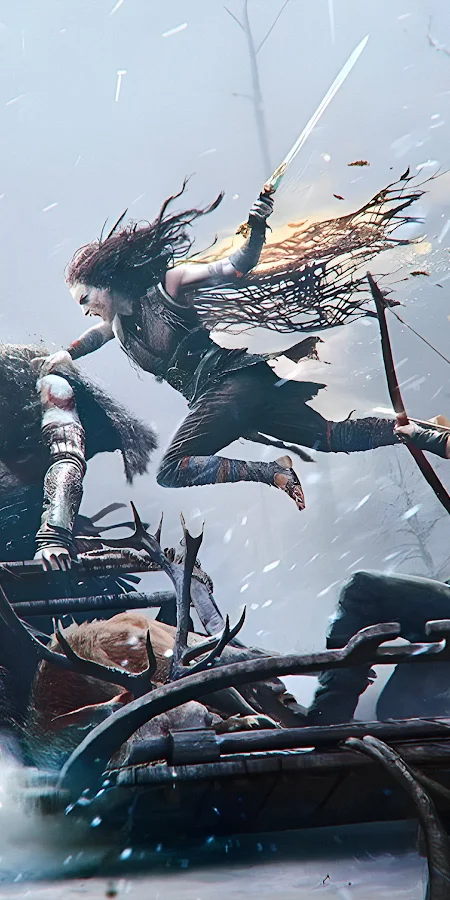 God Of War Ragnarök, God Of War, Kratos, Atreus 4K Phone Wallpaper