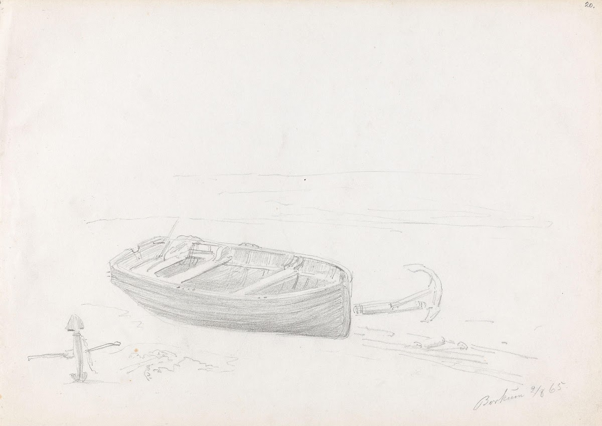 Båt på stranden Borkum 1865