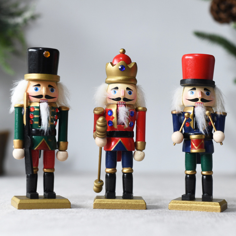 Set of 3 Wooden Nutcracker Soldiers, 15 cm
