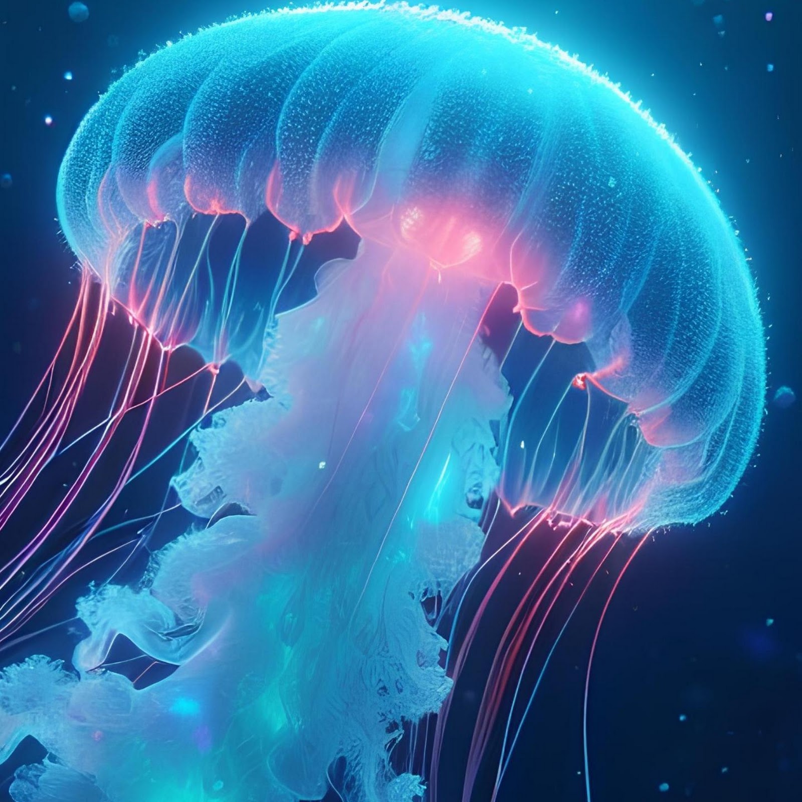 Download Bioluminescent Jellyfish in Deep Water 2K iPhone