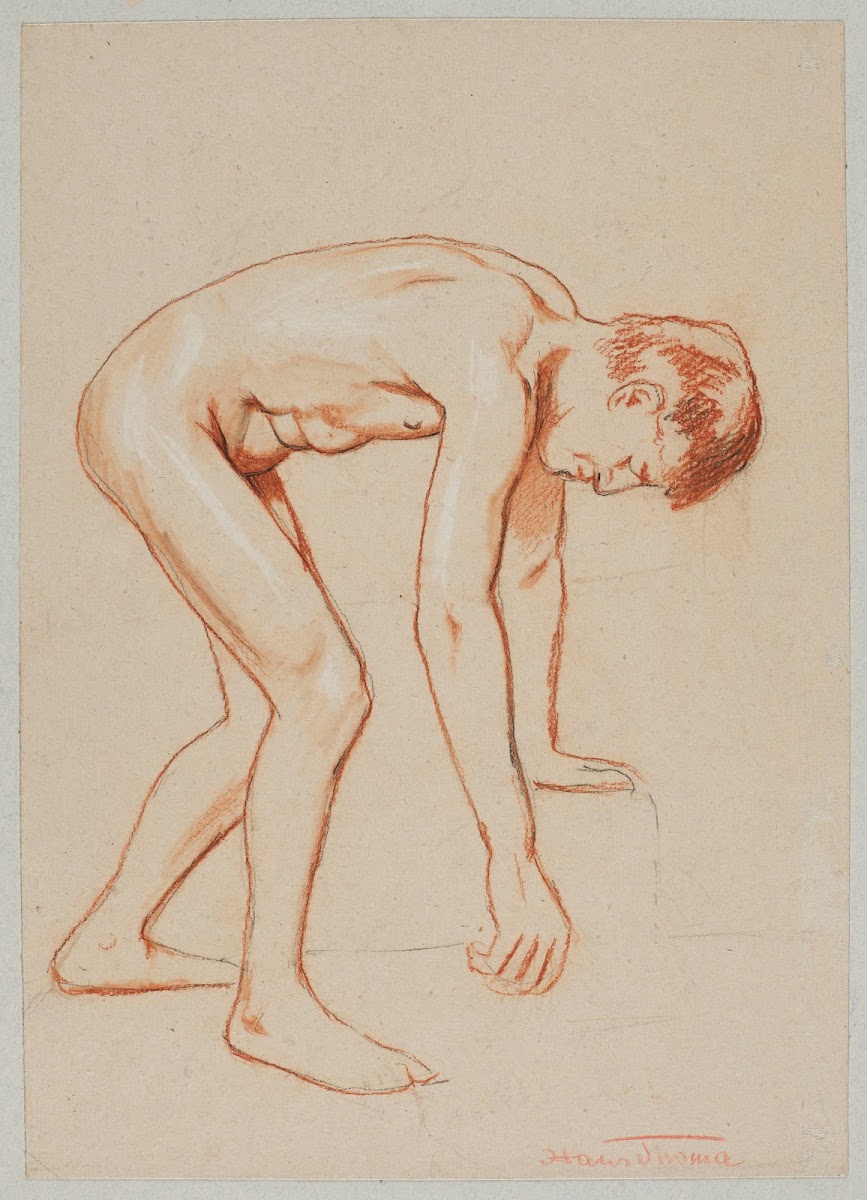 Male Nude Leaning Forward in Profile 1890   1900