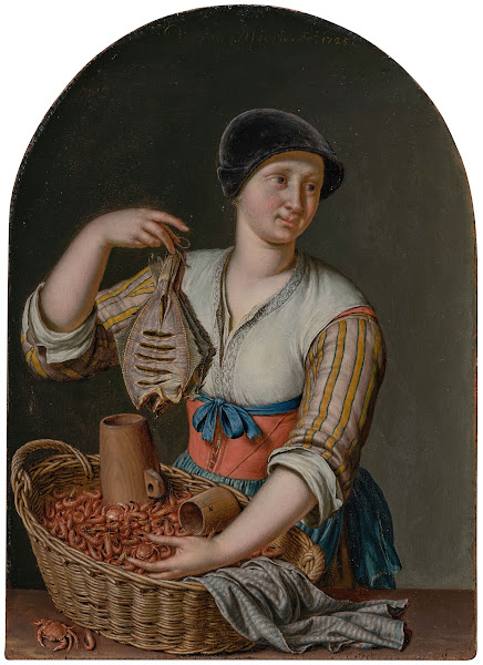 A woman selling fish and shrimp 1725