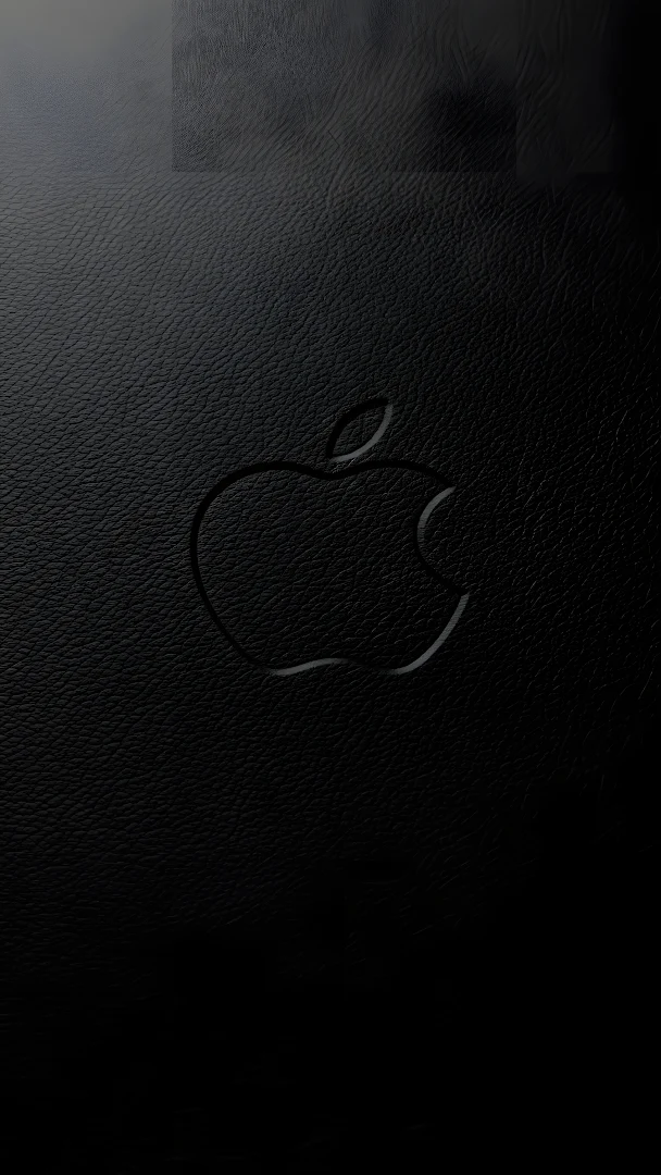 Embossed Apple Logo on Black Leather Texture