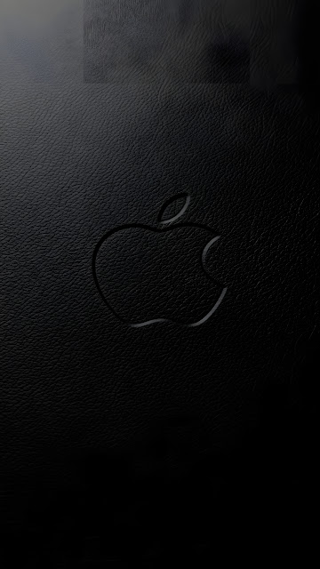 Embossed Apple Logo on Black Leather Texture - Free mobile Wallpaper