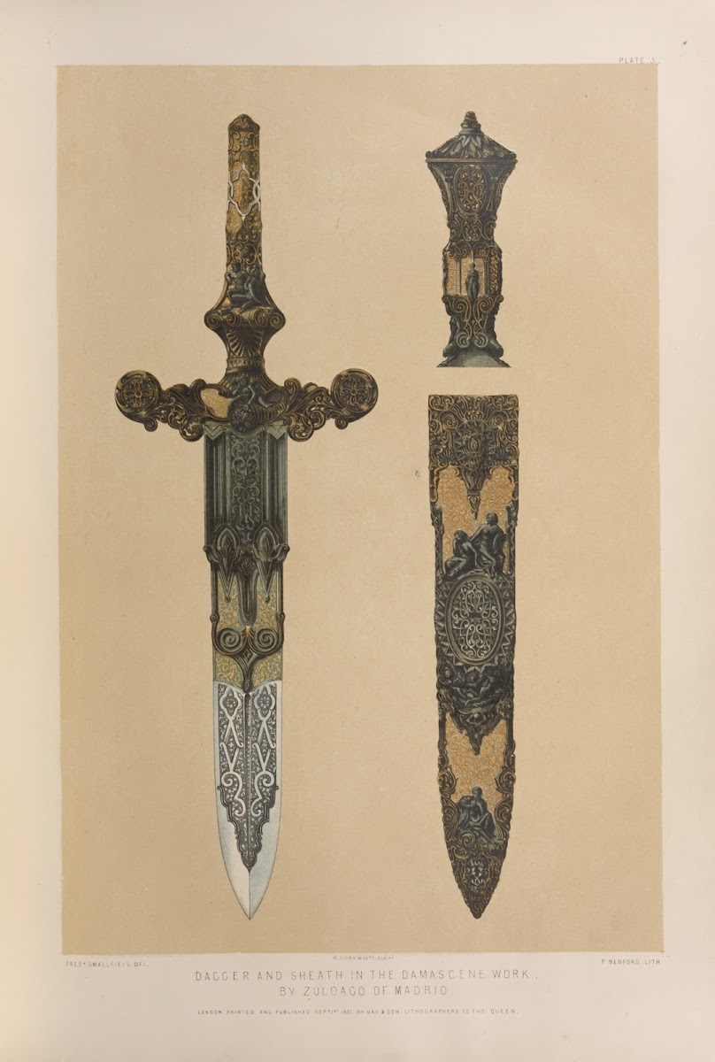 Dagger and sheath in the Damascene work by Zuloago of Madrid 1851   1853