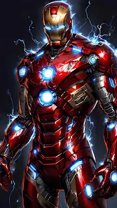 Detailed Iron Man Armor Suit with Glowing Arc Reactor