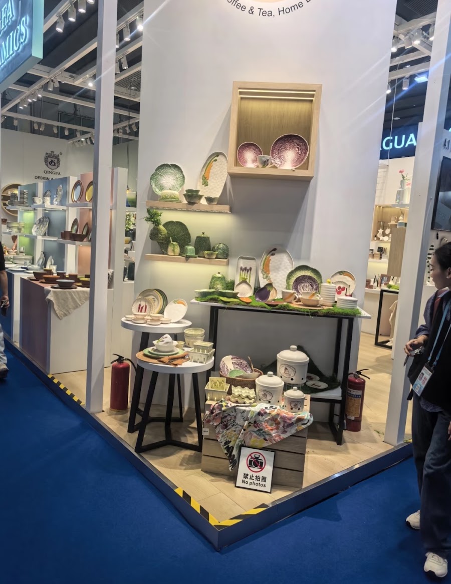 Dining table and chairs showroom display at Canton Fair