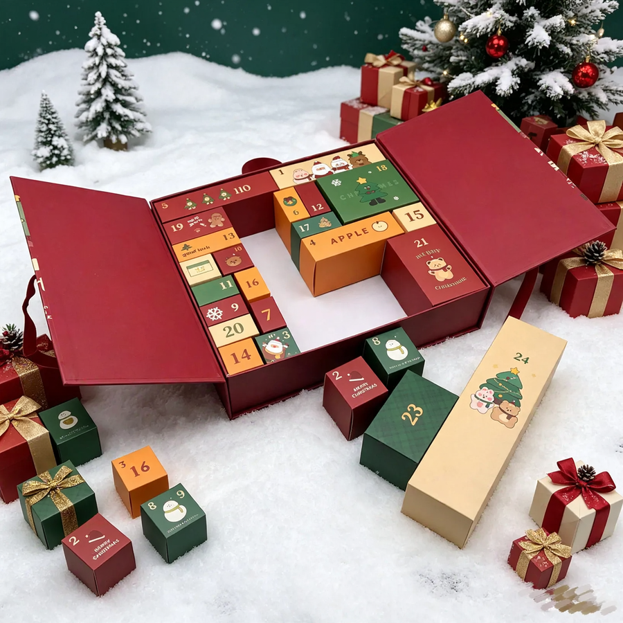 Christmas Advent Calendar Gift Box with Double Doors