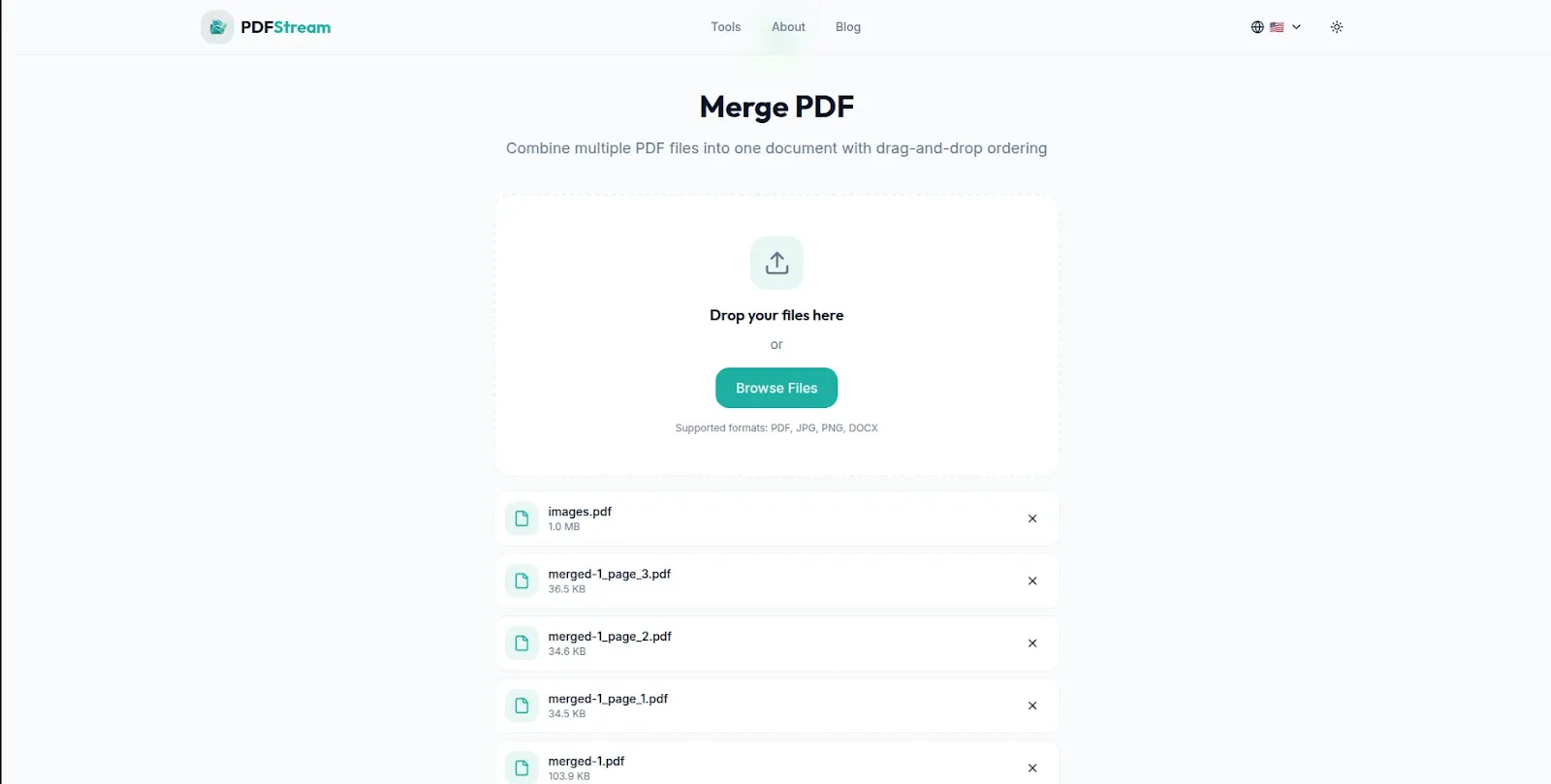 Merge PDF files online free - PDFStream browser based PDF merger no upload 2026