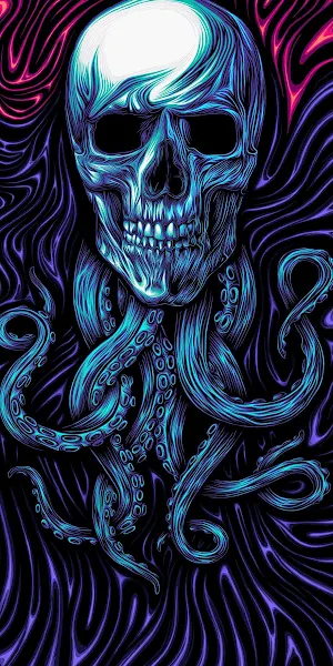 Skull, Octopus, Psychedelic, Tentacles Full HD iPhone Wallpaper Background