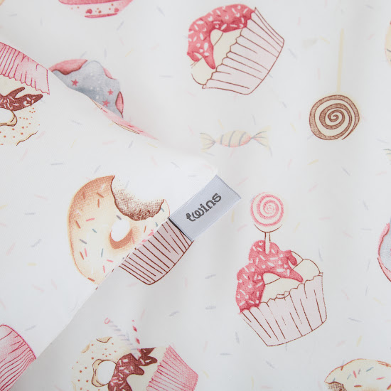 Детское сменное постельное белье 4 эл Twins Satin Limited Donat & Cake розовый