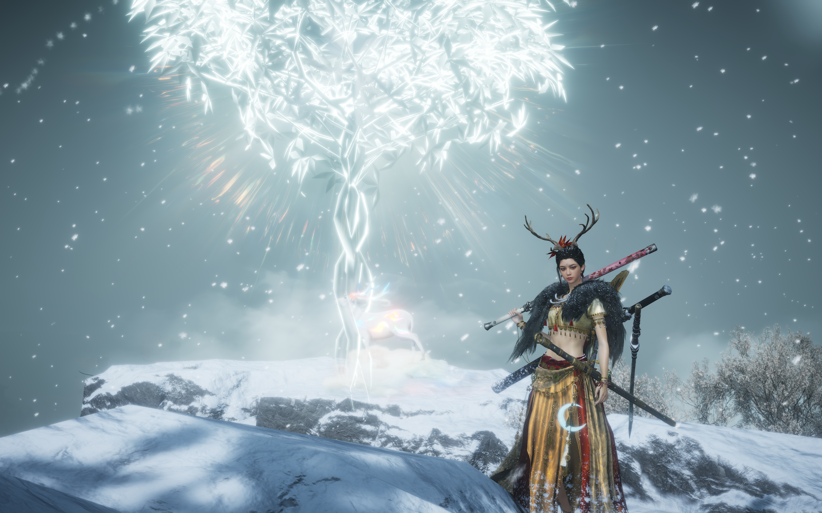Naraka Bladepoint Snowy Warrior - Digital Fantasy Art 5K Wallpaper (5120x3200)