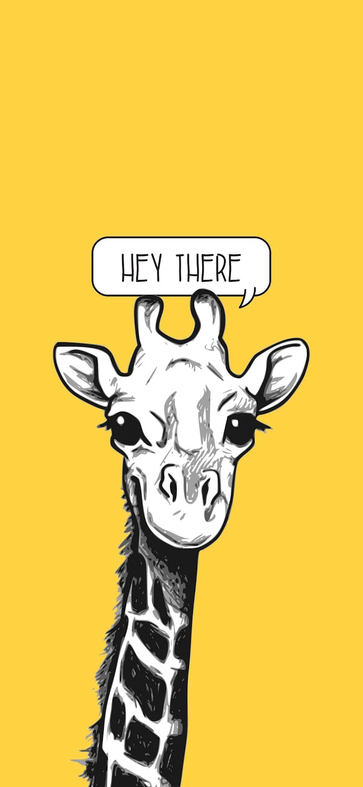 Cute Giraffe Says Hey There - Minimalist Sketch Art Full HD iPhone Wallpaper (1080x2340)