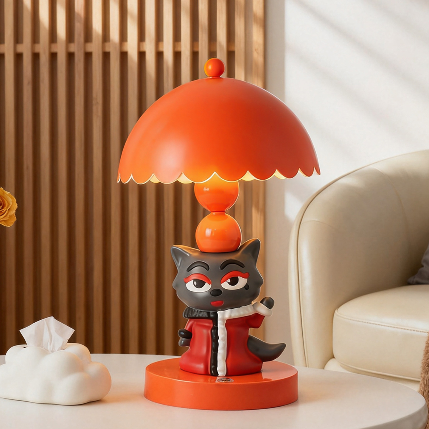 Cartoon Table Lamp, Red, Enamel Finish