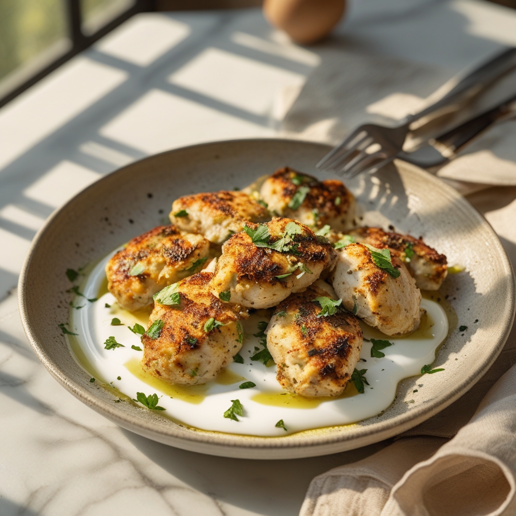 Easy Chicken Kofta with Creamy Garlic Yogurt Sauce Recipe