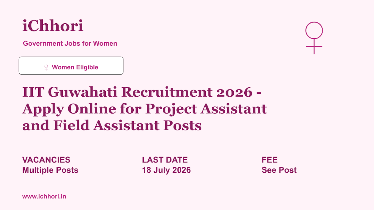 IIT Guwahati Recruitment 2026 - Apply Online for Project Assistant and Field Assistant Posts - iChhori