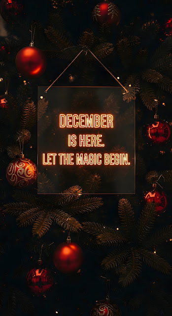 December Magic Neon Sign Christmas Tree Ornaments - Free mobile Wallpaper