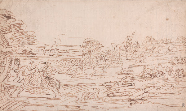 Riders and Hounds in an Open Landscape