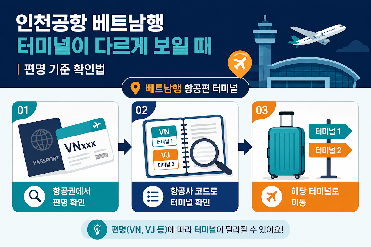 베트남행 항공편 터미널 상태별 차이 비교