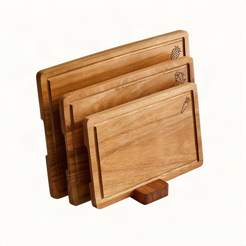 Holz-Schneidebrett, quadratisch, tragbar