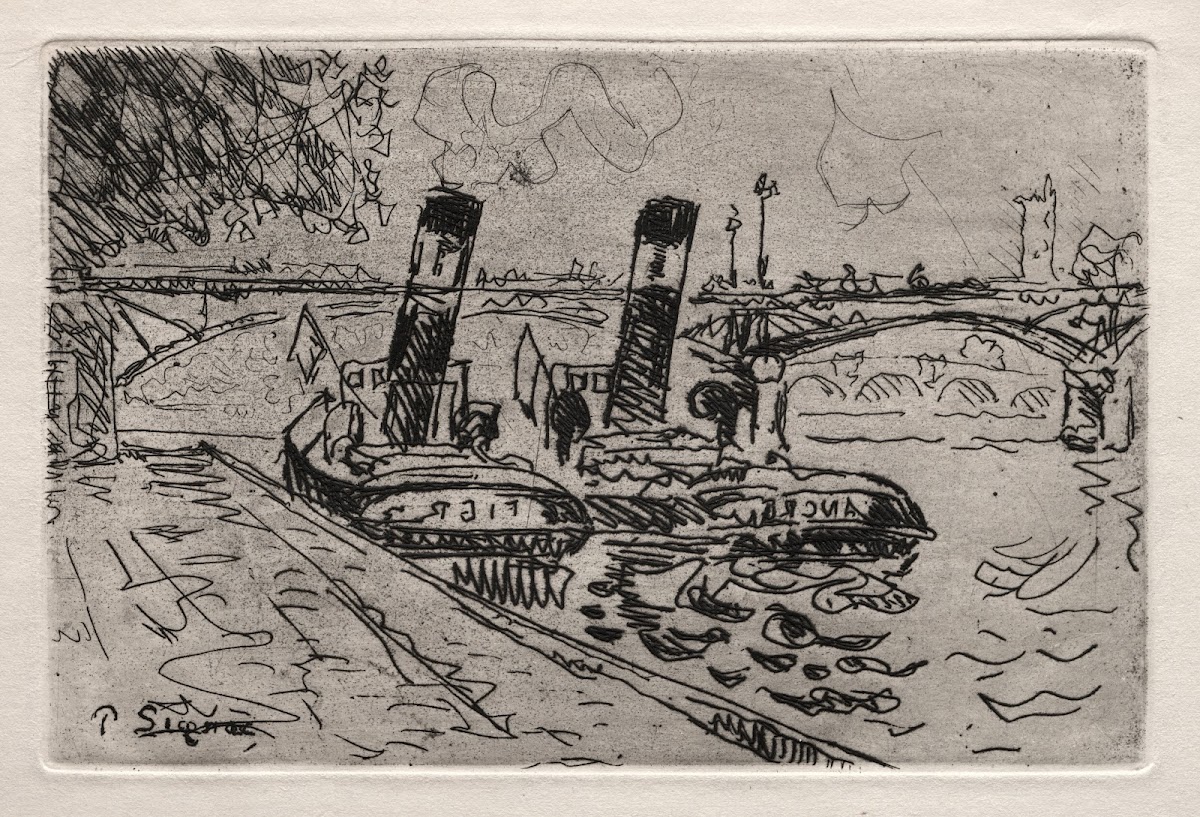 Paris Le Pont des Arts avec Remorqeurs 1927