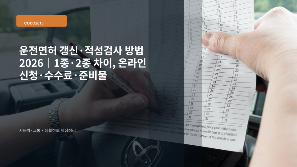 운전면허증과 갱신 준비서류를 함께 놓은 모습