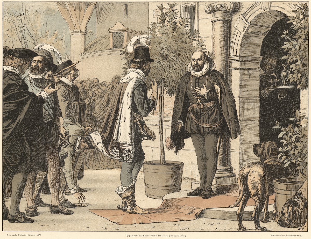 Tycho Brahe modtager Jacob den Sjette på Uranienborg Tycho Brahe receives James