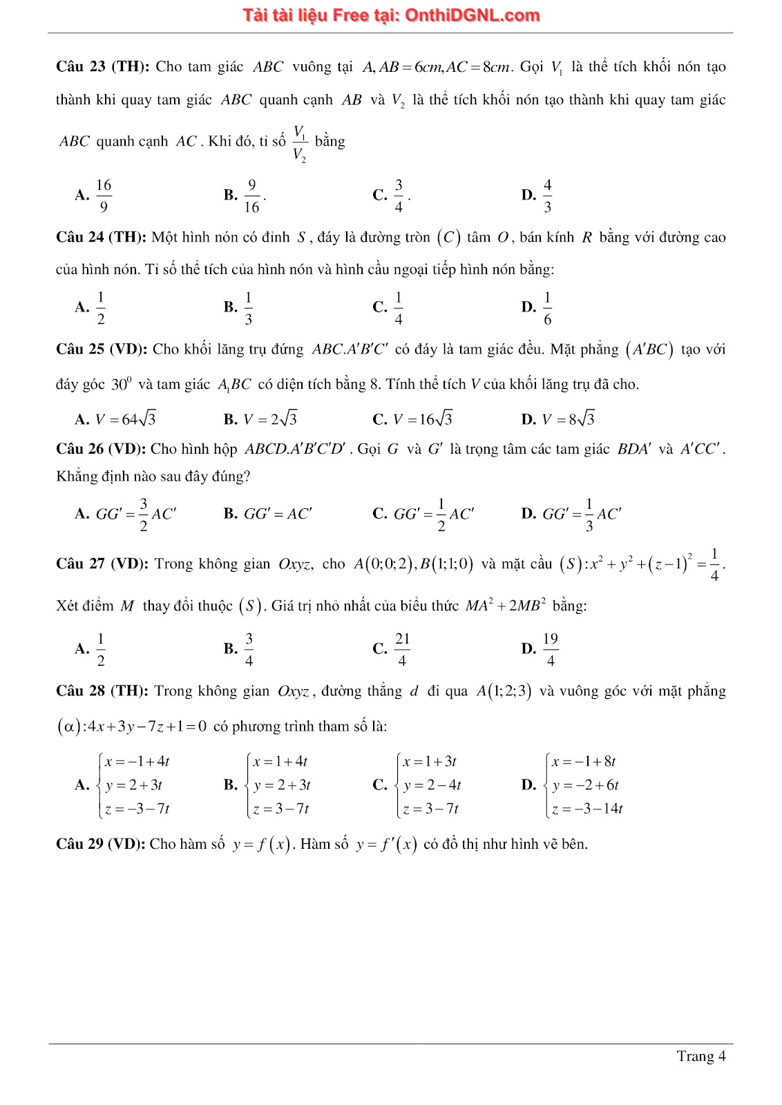 1300 bài tập môn Toán - Ôn thi ĐGNL ĐHQG Hà Nội Phần 9