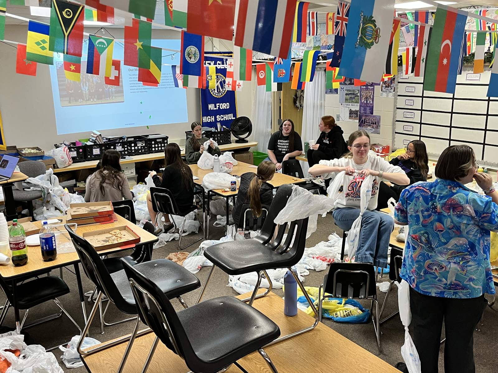 Key Club members at a meeting