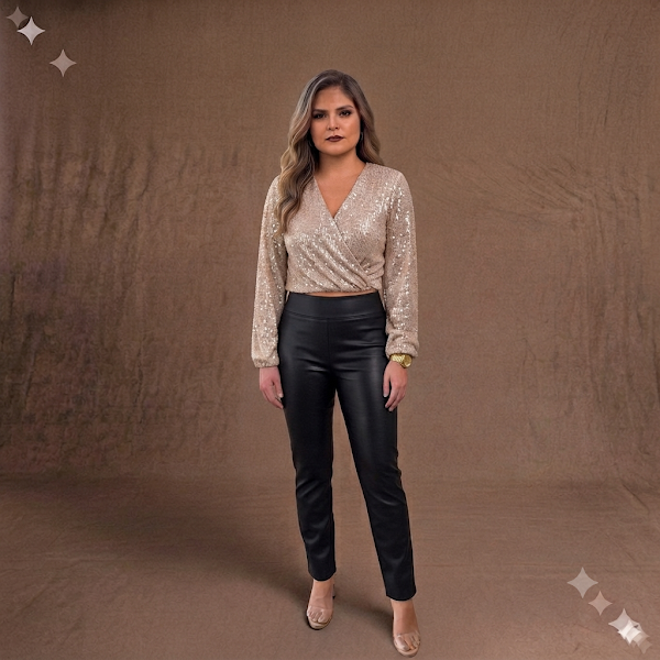 Pantalón en Cuero Negro