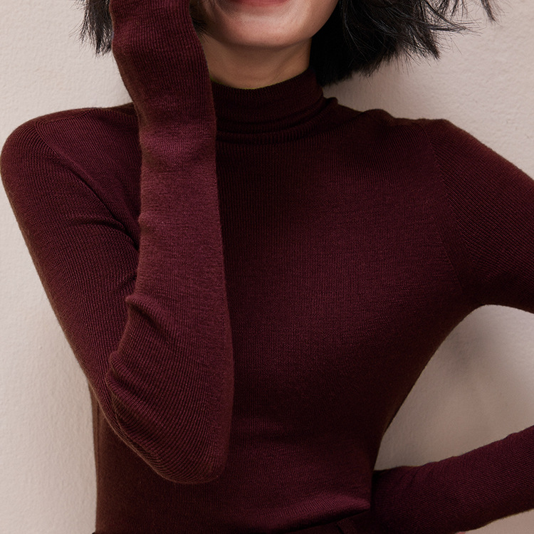Women's Wool Sweater with Stand-Up Collar, 100% Wool