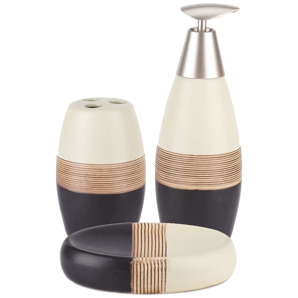 Set de baño de cerámica Zonana™ texturizado, 3 piezas