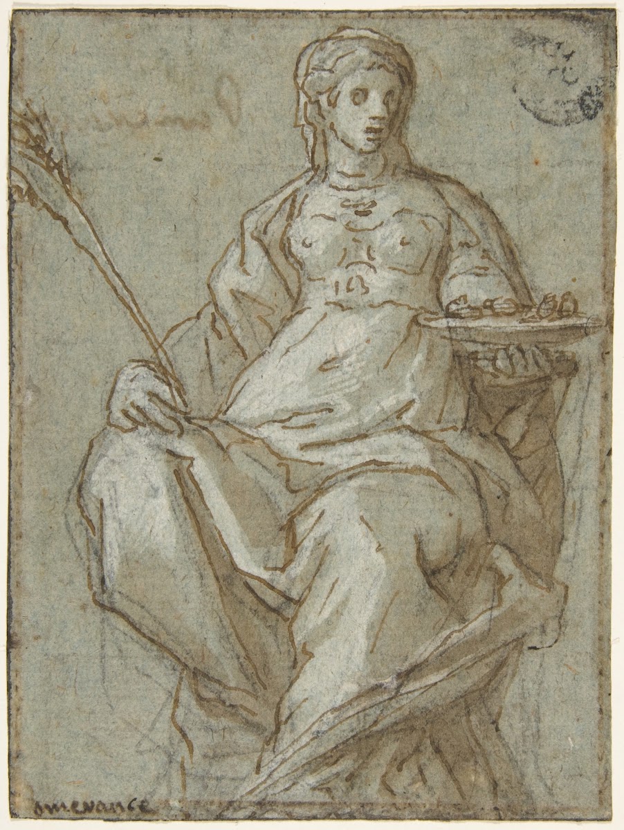 Allegorical Female Figure Holding a Branch and a Dish 15561641