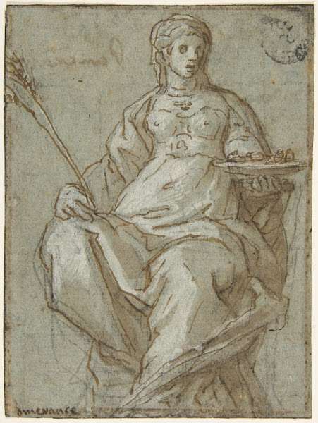 Allegorical Female Figure Holding a Branch and a Dish 15561641