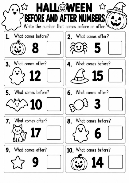 Halloween Before and After Numbers