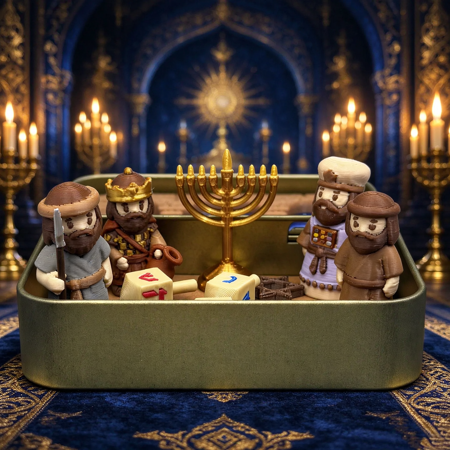 Miniatur-Weihnachtskrippe in der Metalldose