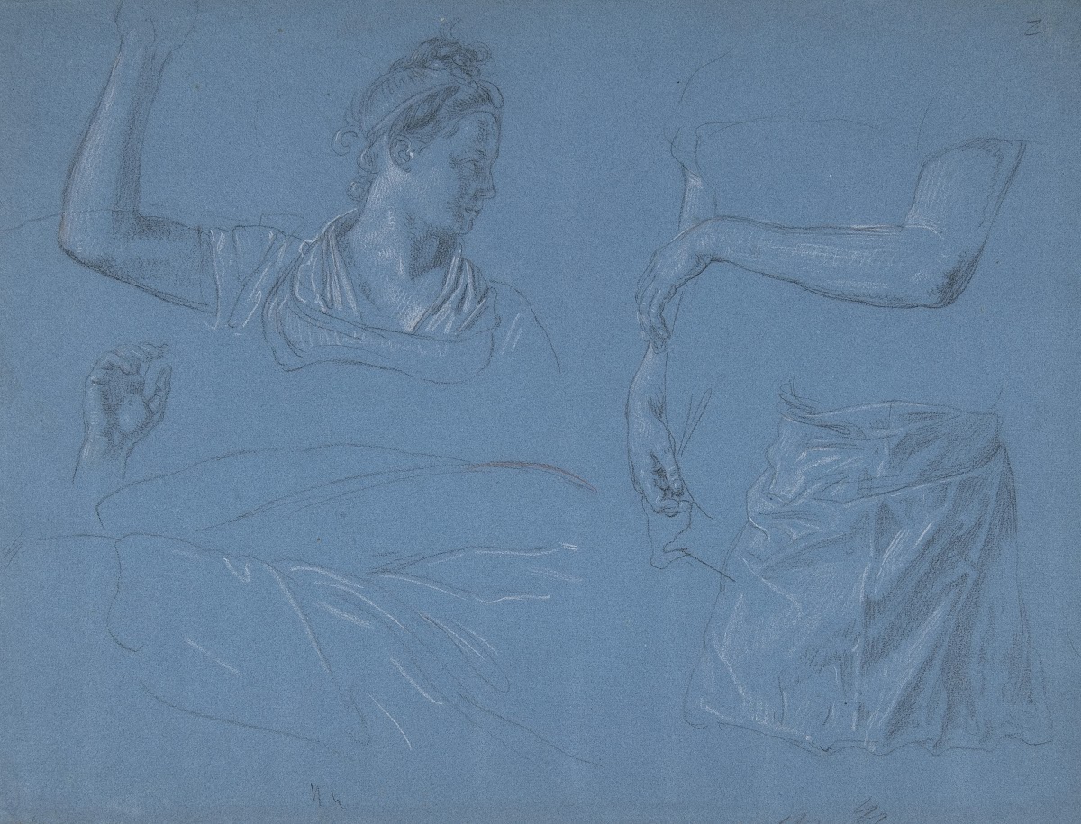 Studies of a woman her hands and arms and drapery late 18th19th century