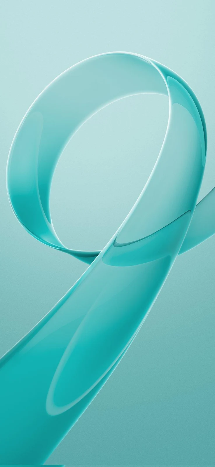 Abstract Glossy Cyan Ribbon - 3D Digital Art iPhone Wallpaper (943x2048)