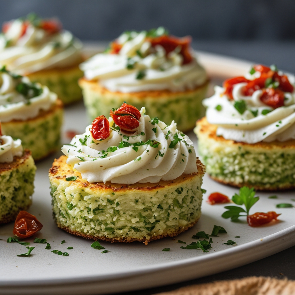 Final Golden Pesto-Feta Couscous Savory Cakelets with Sun-Dried Tomato Swirl