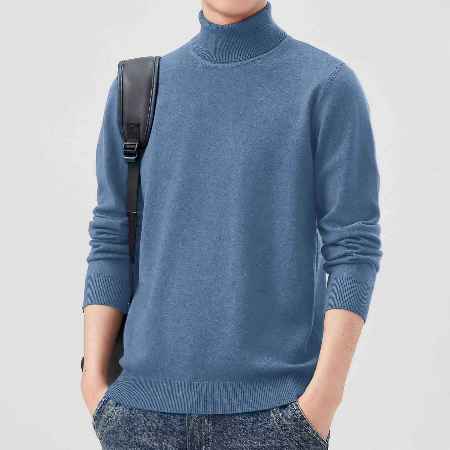 Men's Wool Blend Sweater with Round Neck