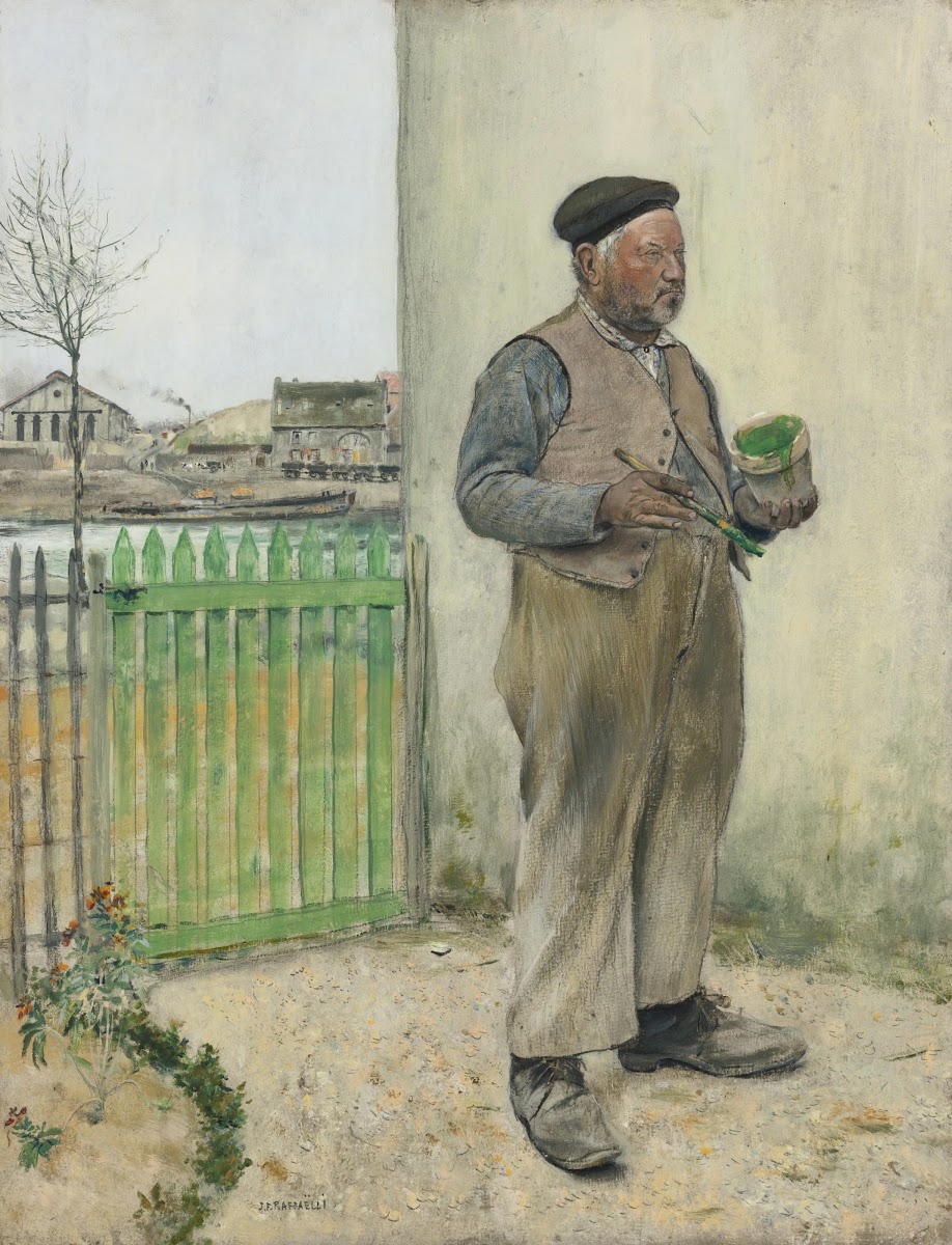 Bonhomme venant de peindre sa barrièreMan Having Just Painted His Fence