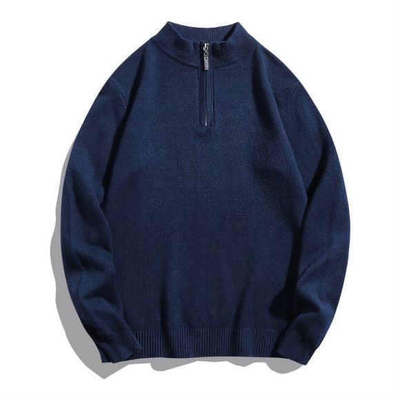 Herren-Strickpullover mit halbem Reißverschluss