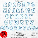 Stitch photo 1 of the Bold Cartoon Satin Applique Embroidery Font embroidery design
