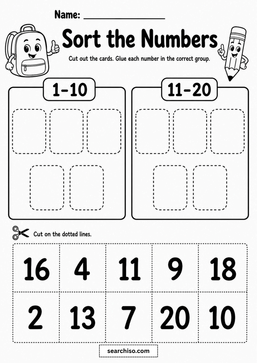 Sort the Numbers Worksheet Activity