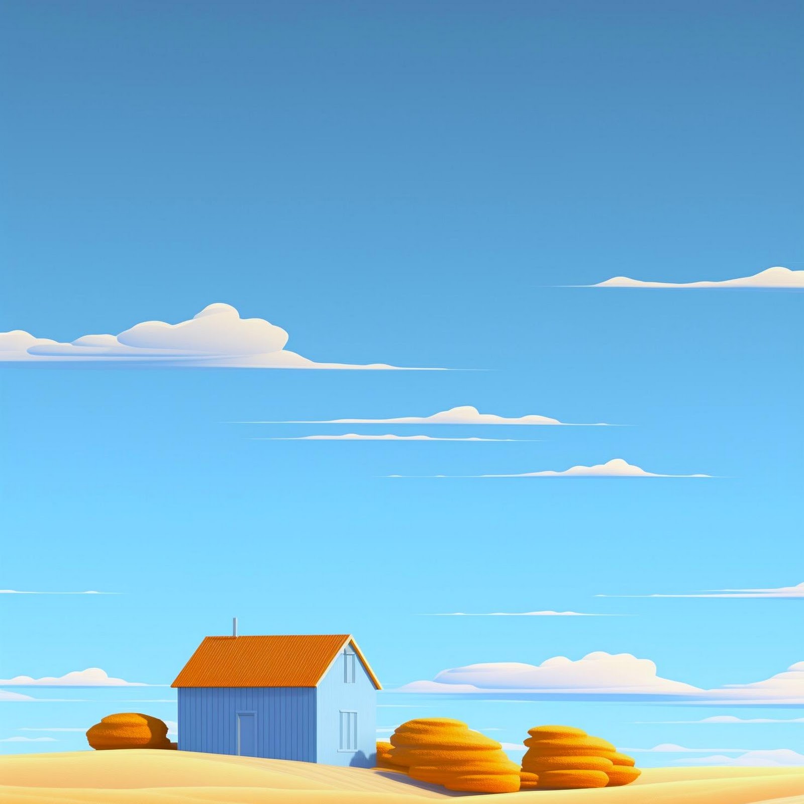 Download Landscape Art, Rural Scenery, Minimalist Illustration, Autumn Field 2K iPhone