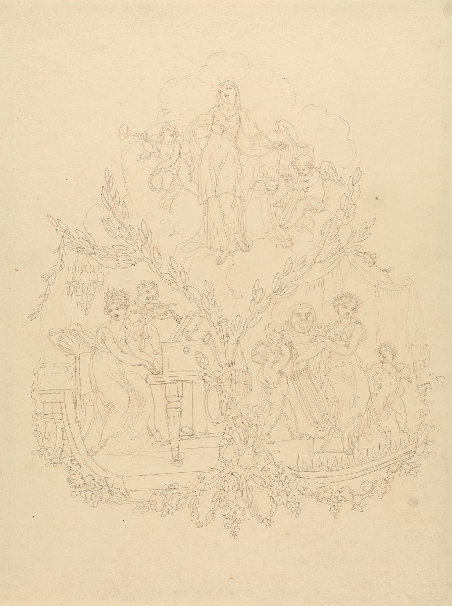 Female Figures and Putti Playing Musical Instruments