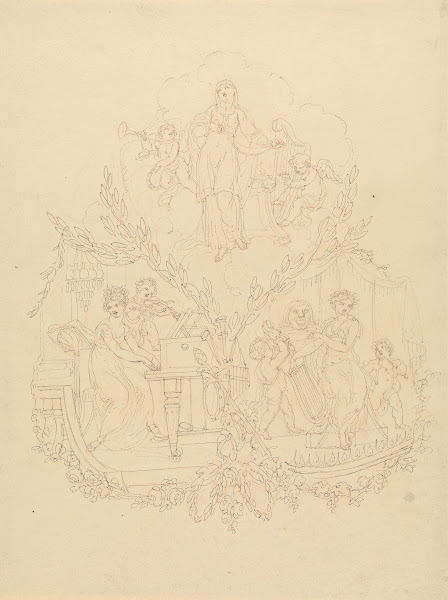 Female Figures and Putti Playing Musical Instruments