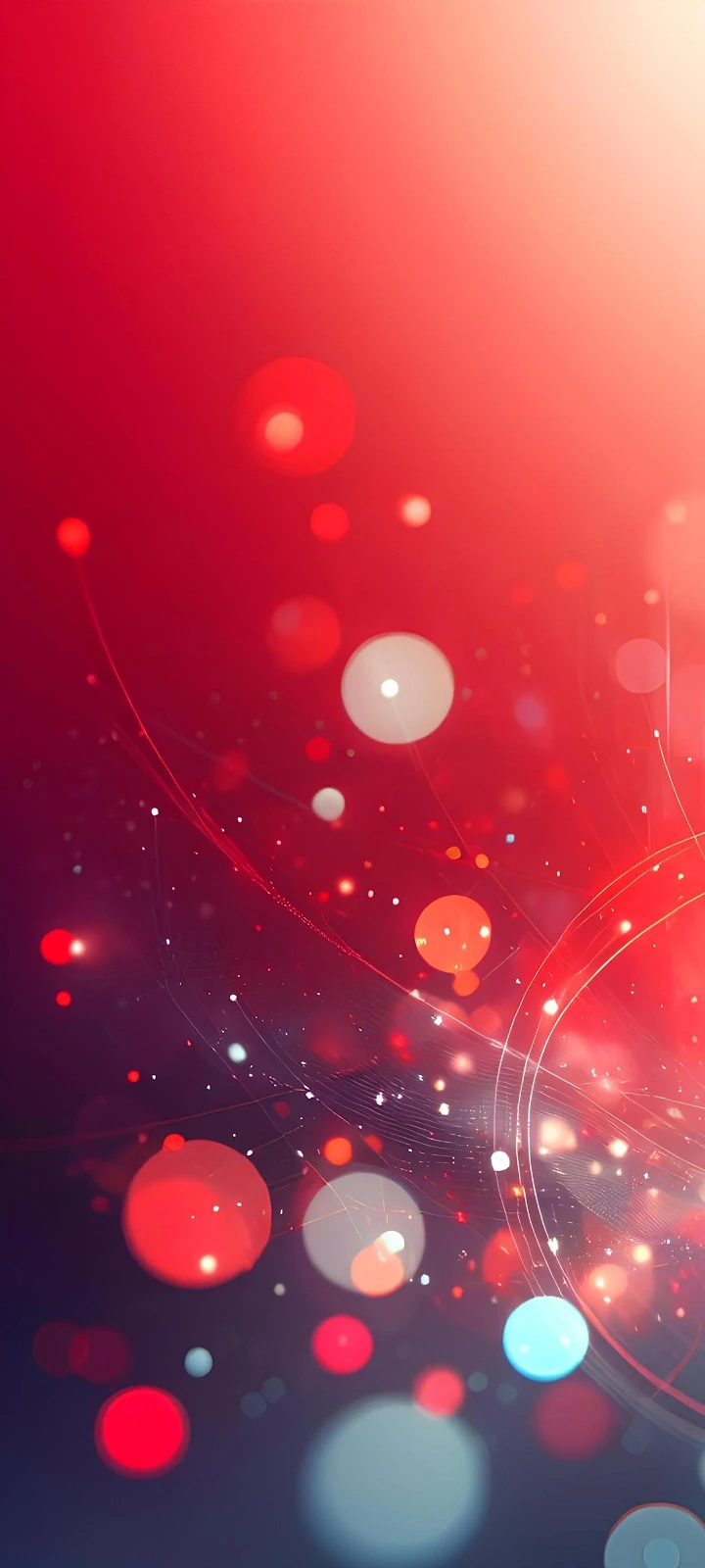Abstract Red Bokeh Lights - Digital Abstract Art 2K iPhone Wallpaper (1440x3200)