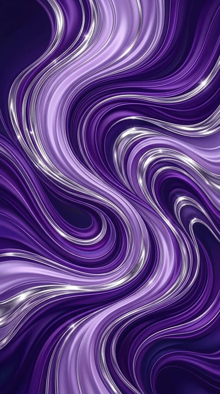 Modern Abstract Flowing Lines in Purple and Silver - Free 4K mobile Wallpaper