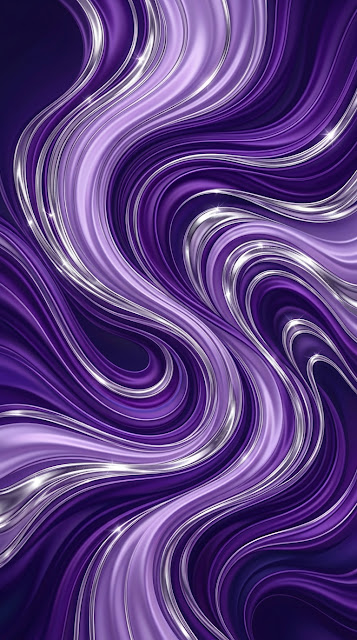 Modern Abstract Flowing Lines in Purple and Silver - Free mobile Wallpaper